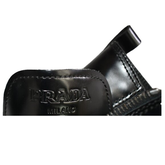 New! PRADA ‘Spazzolato’ Chocolate Leather Combat Boots Black 10.5 US DD222B - Picture 10 of 10